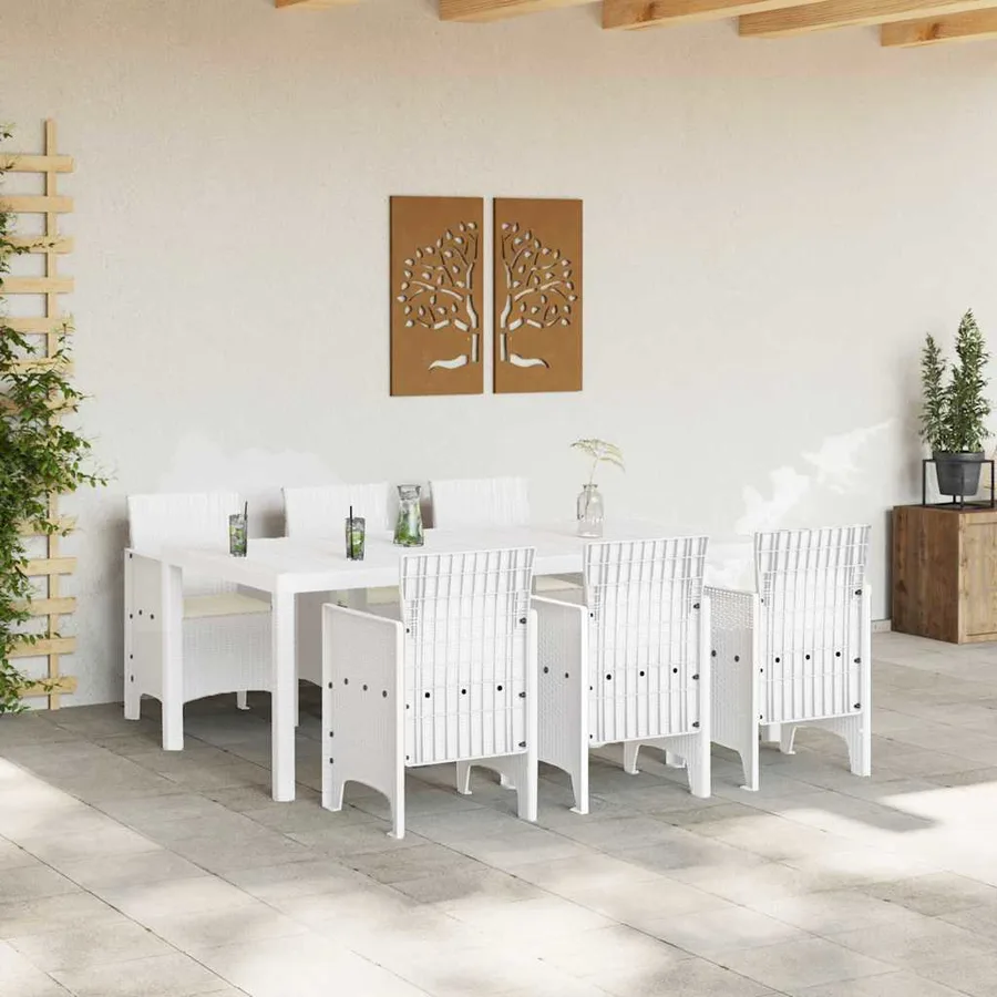 Ensemble de salle à manger pour jardin 7 pcs Blanc - 2
