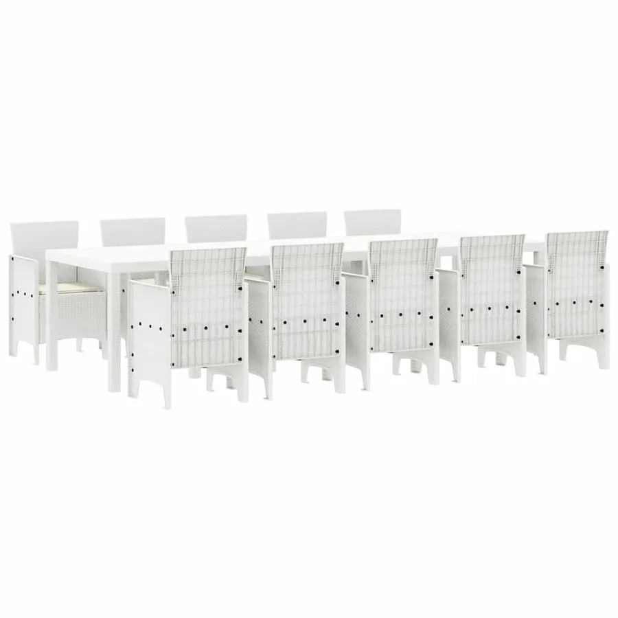 Ensemble de salle à manger pour jardin 11 pcs Blanc - 2