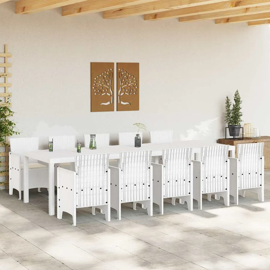 Ensemble de salle à manger pour jardin 11 pcs Blanc - 3