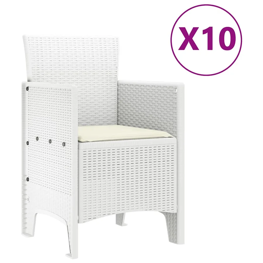 Ensemble de salle à manger pour jardin 11 pcs Blanc - 5