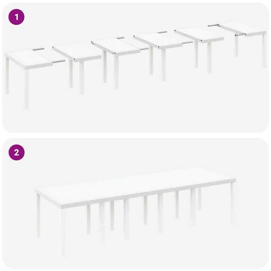 Ensemble de salle à manger pour jardin 11 pcs Blanc - 8