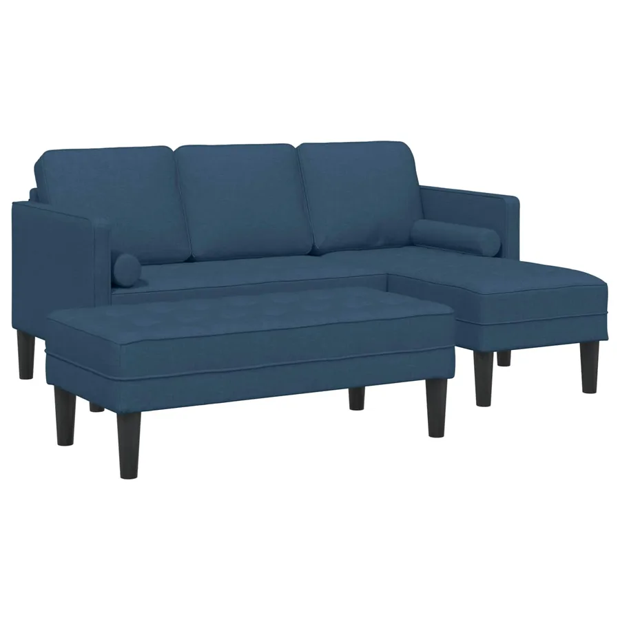 Ensemble de Canapés avec coussin 2 pcs Bleu Polyester - 4