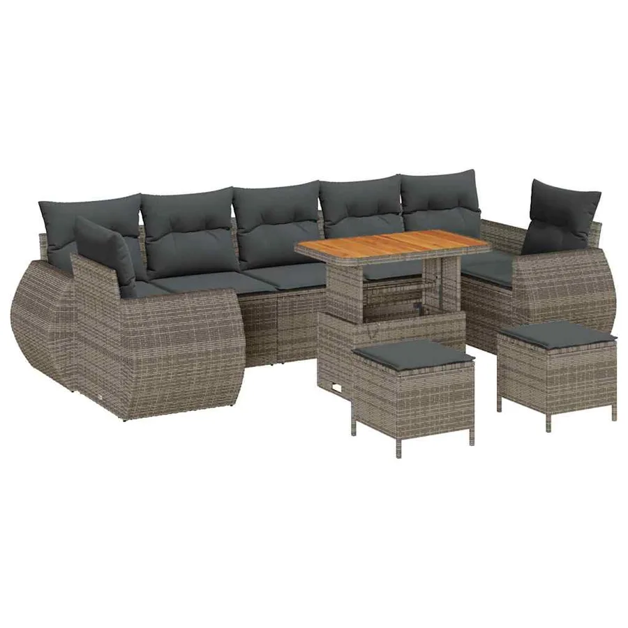 Ensemble de canapé de jardin avec coussin 10 pcs Gris - 2