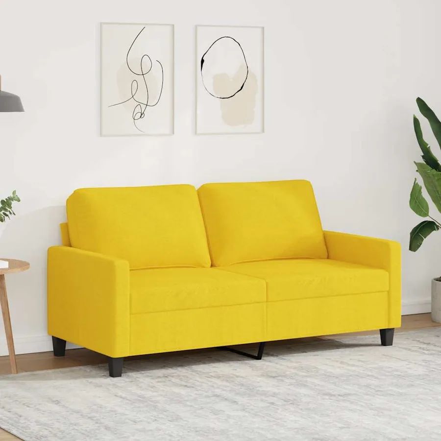 Canapé à 2 places Jaune clair 140 cm Tissu