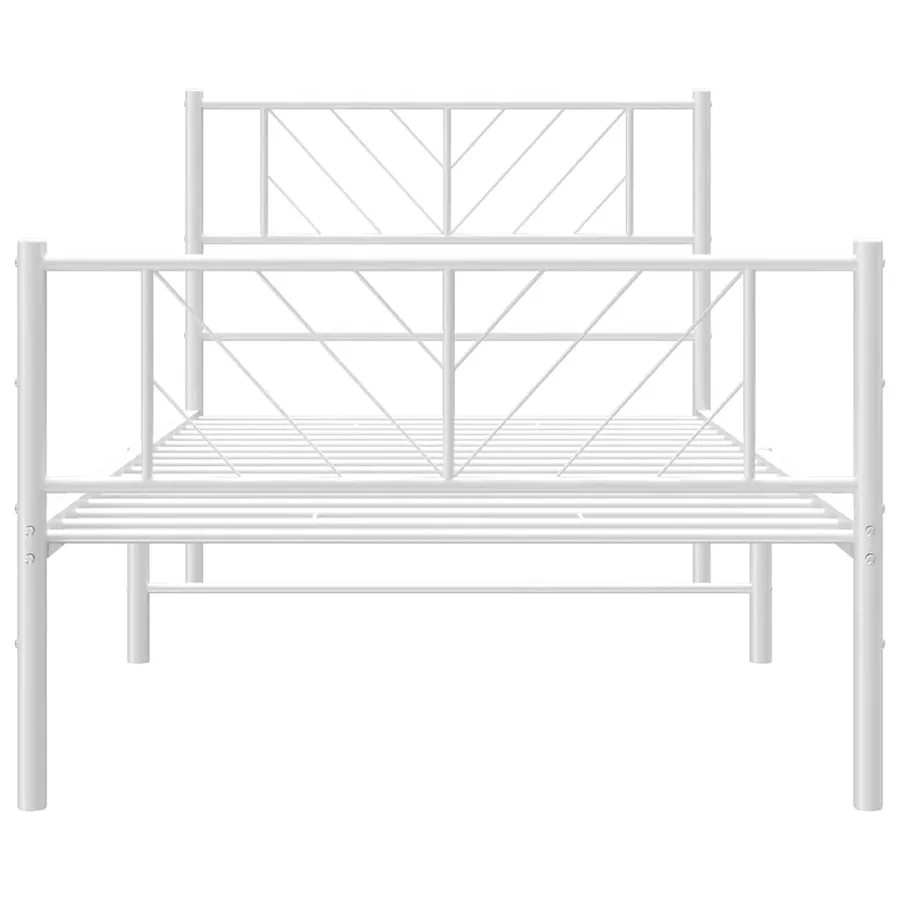 Cadre de lit métal sans matelas et pied de lit blanc 100x190 cm - 6