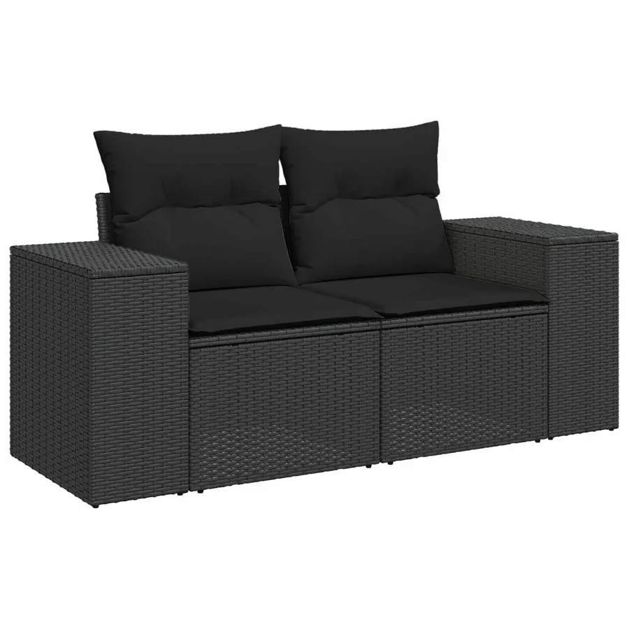 Ensemble de canapé de jardin avec coussin 10 pcs Noir polyrotin - 6