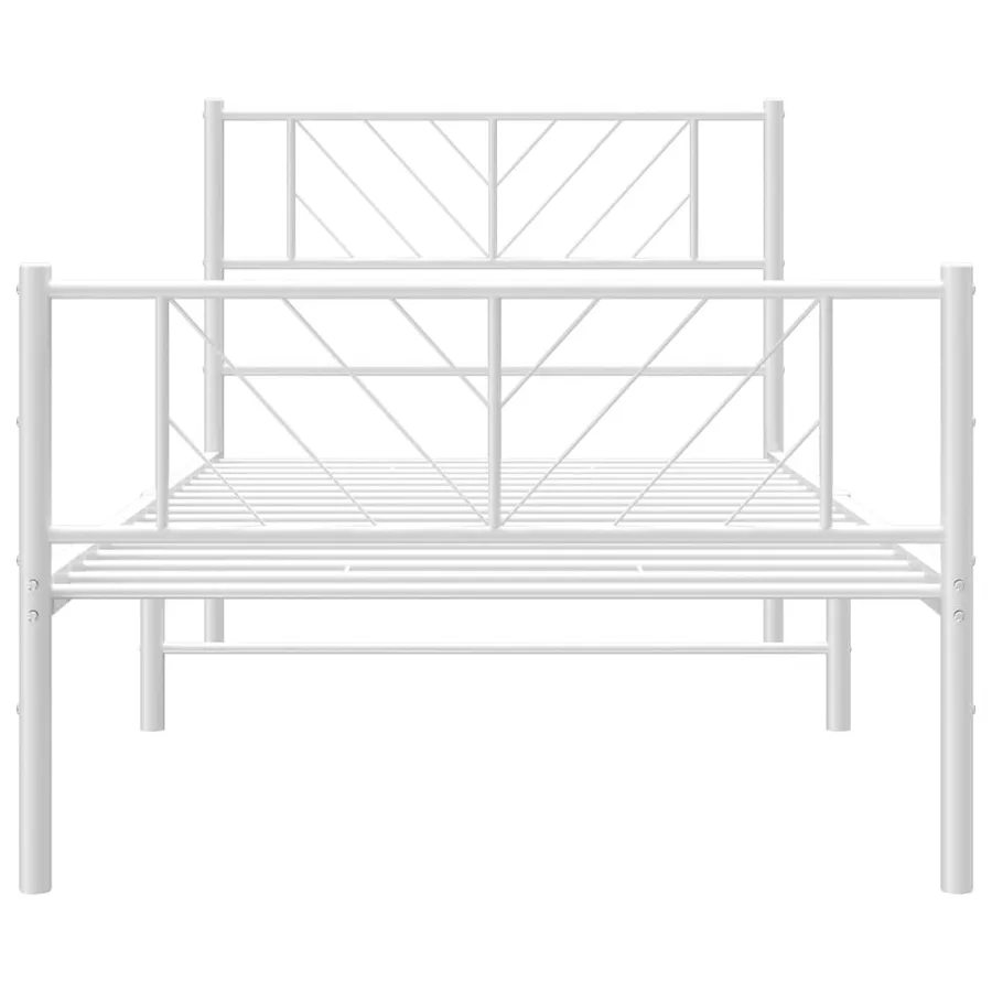Cadre de lit métal sans matelas et pied de lit blanc 107x203 cm - 5