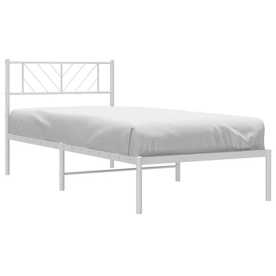 Cadre de lit métal sans matelas et tête de lit blanc 100x200 cm - 4