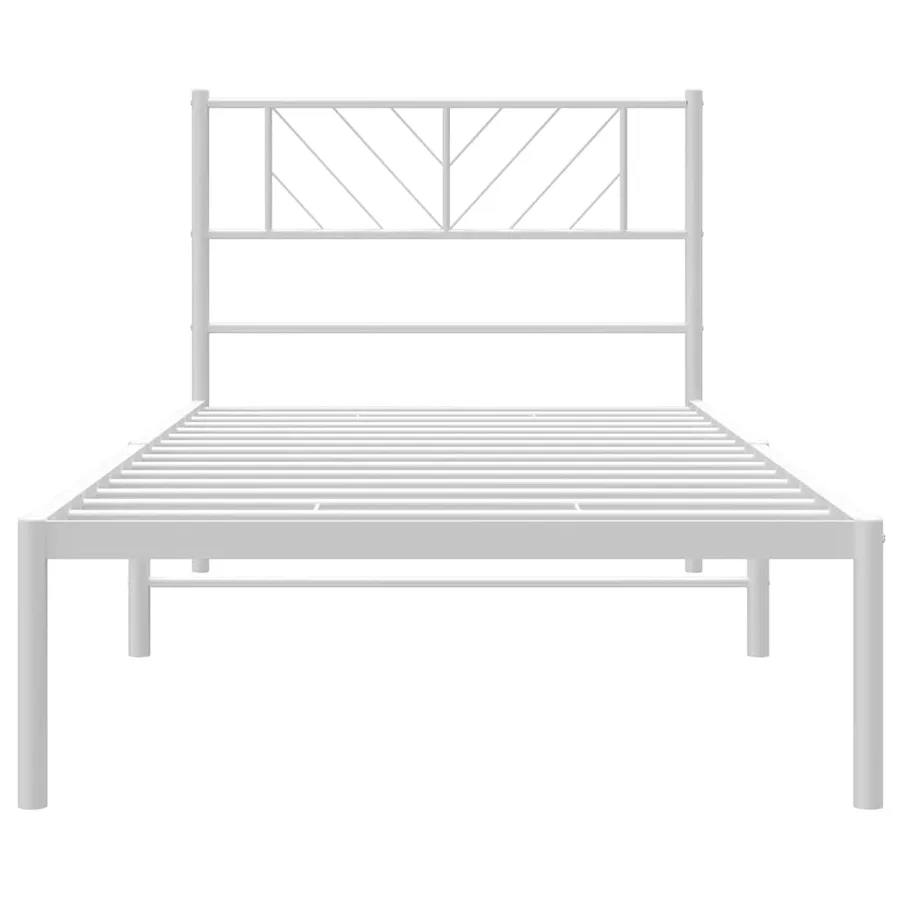 Cadre de lit métal sans matelas et tête de lit blanc 100x200 cm - 6
