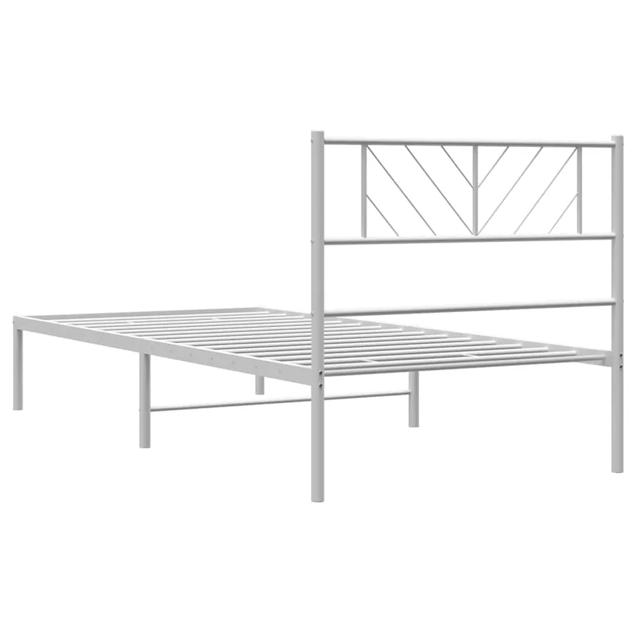 Cadre de lit métal sans matelas et tête de lit blanc 100x200 cm - 8