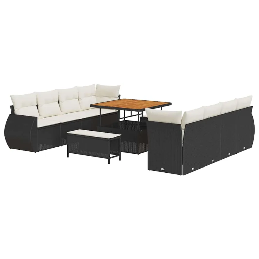 Ensemble de canapé de jardin 11 pcs Noir Poly rotin - 2