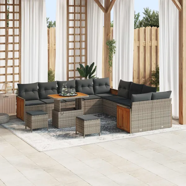 Ensemble de canapé de jardin avec coussin 13 pcs Gris
