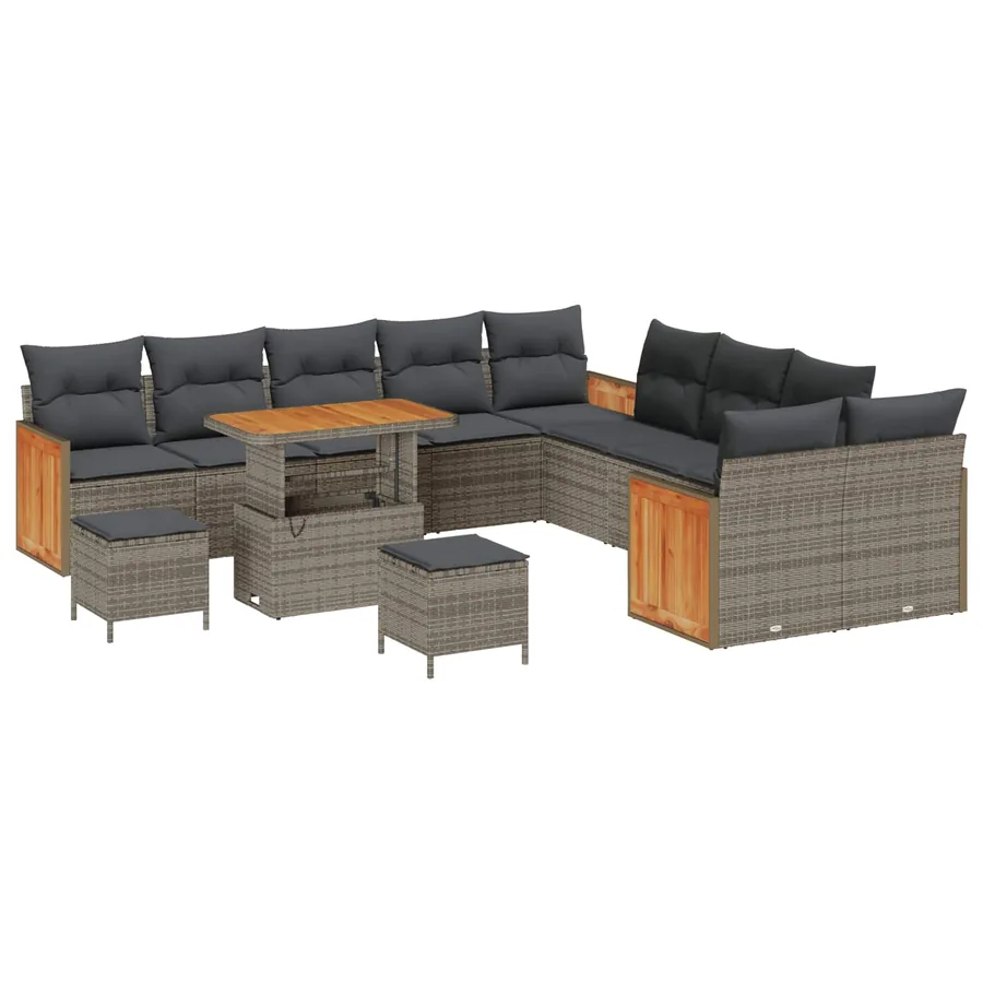 Ensemble de canapé de jardin avec coussin 13 pcs Gris - 2
