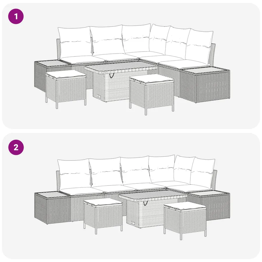 Ensemble de canapé de jardin avec coussin 8 pcs Gris - 10