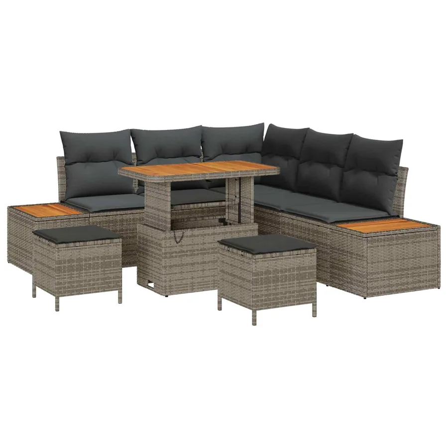 Ensemble de canapé de jardin avec coussin 8 pcs Gris - 2