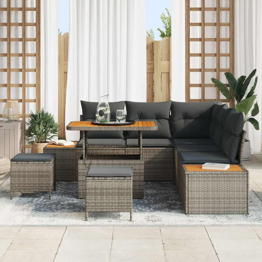 Ensemble de canapé de jardin avec coussin 8 pcs Gris - 3