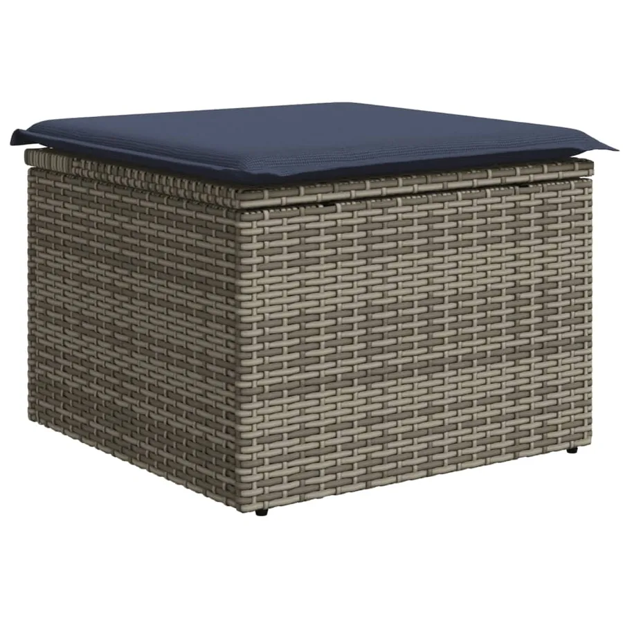 Ensemble de canapé de jardin 8 pcs avec coussins gris résine tressée - 6