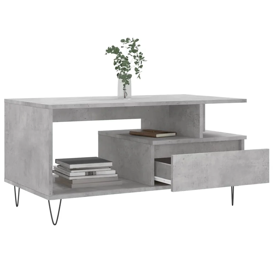 Table basse Gris béton 90x49x45 cm Bois d'ingénierie - 4