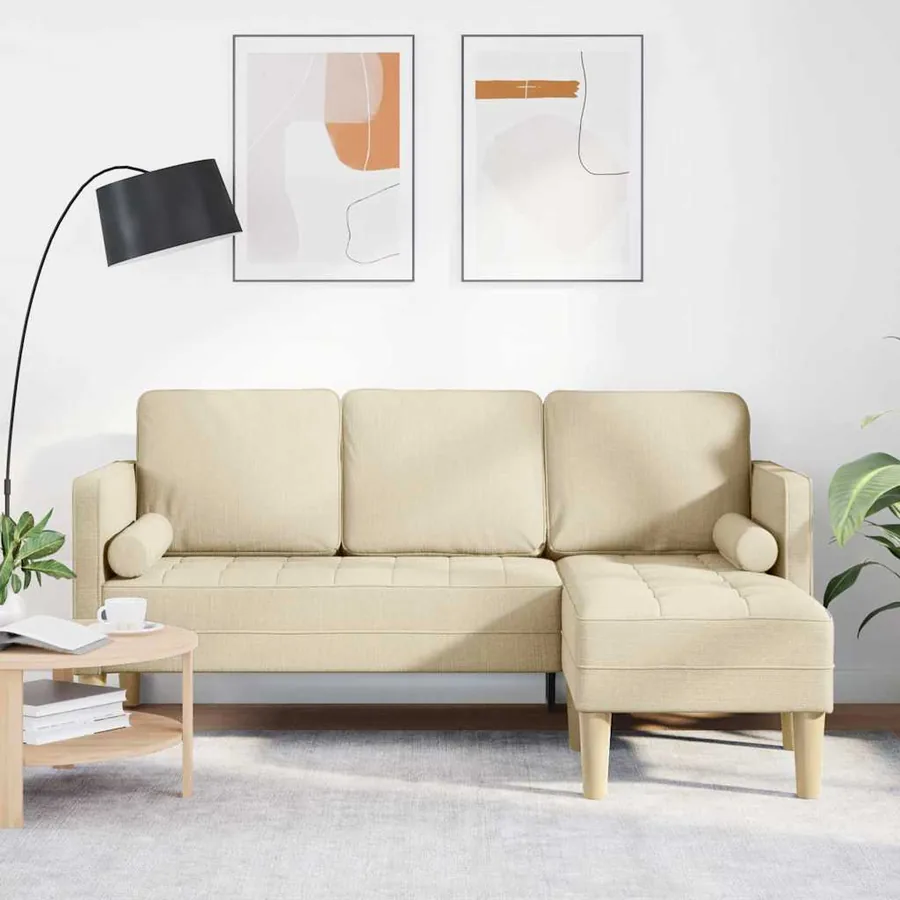 Ensemble de Canapés avec coussin Crème Polyester