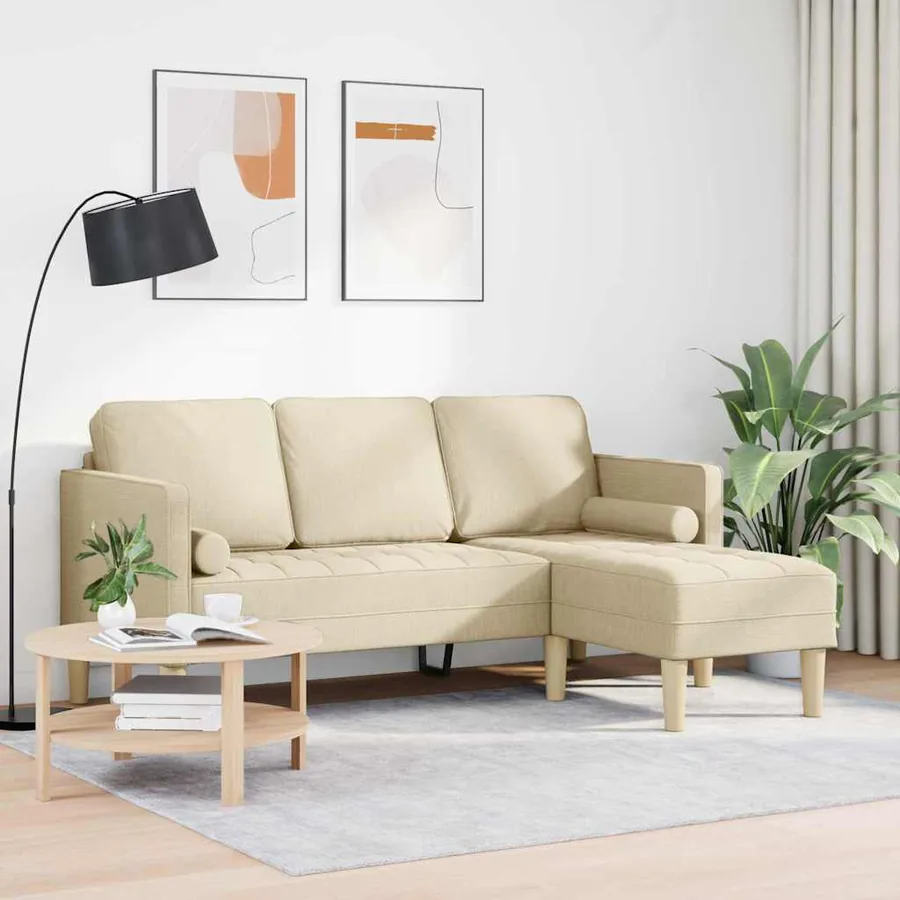Ensemble de Canapés avec coussin Crème Polyester - 3