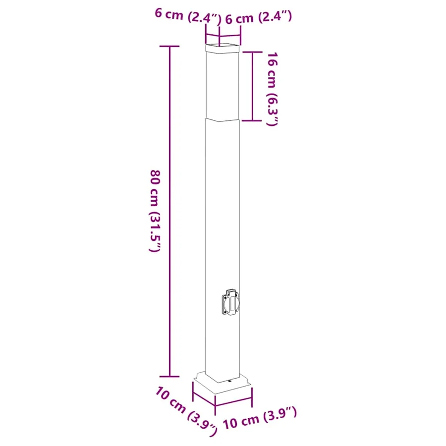Bornes lumineuses avec sortie lot de 3 80 cm noir IP44 - 11