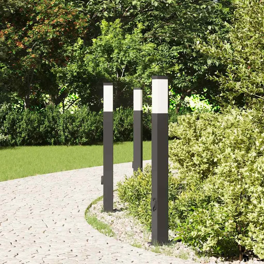 Bornes lumineuses avec sortie lot de 3 80 cm noir IP44 - 3