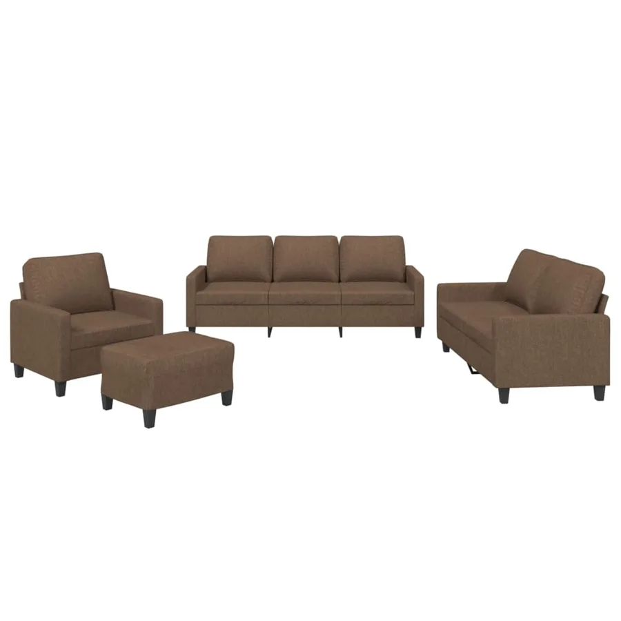 Ensemble de canapés 4 pcs avec coussins Marron Tissu - 2