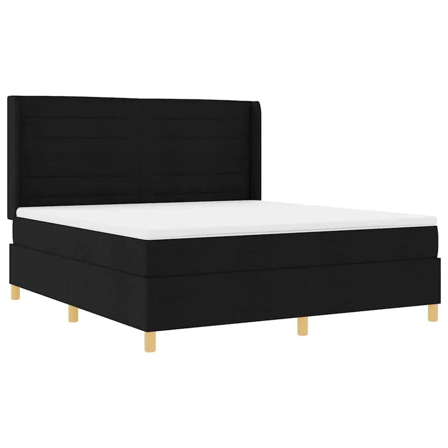 Lit à ressorts avec bandes LED Noir 180 x 200 cm tissu - 2
