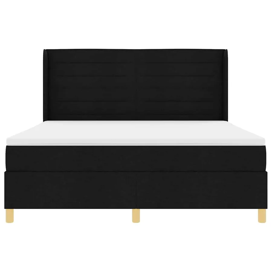 Lit à ressorts avec matelas Noir 180 x 200 cm tissu - 6