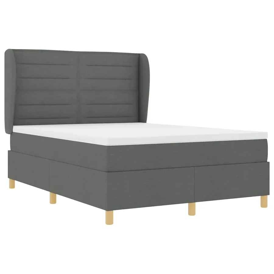 Lit à ressorts avec matelas Gris foncé 200 x 160 cm tissu - 5