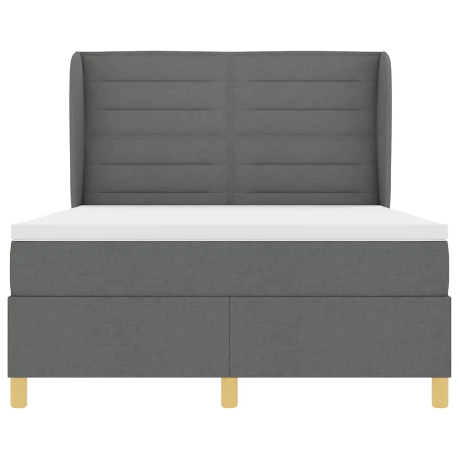 Lit à ressorts avec matelas Gris foncé 200 x 160 cm tissu - 7