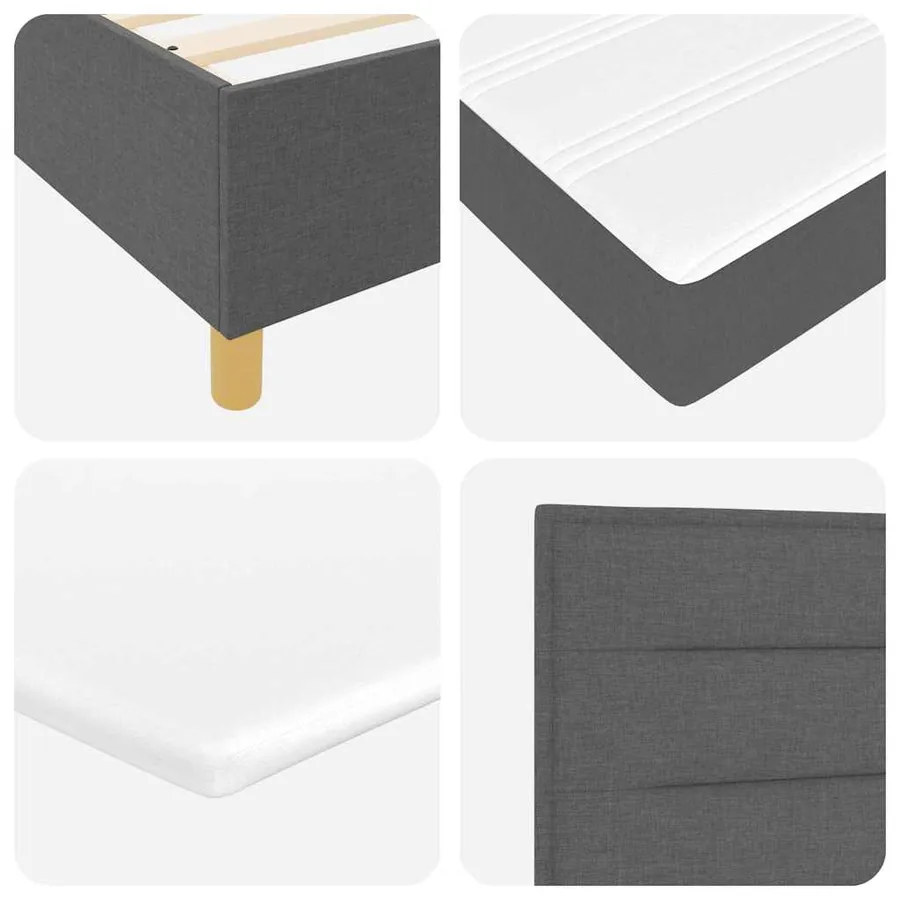 Lit à ressorts avec matelas Gris foncé 200 x 160 cm tissu - 8