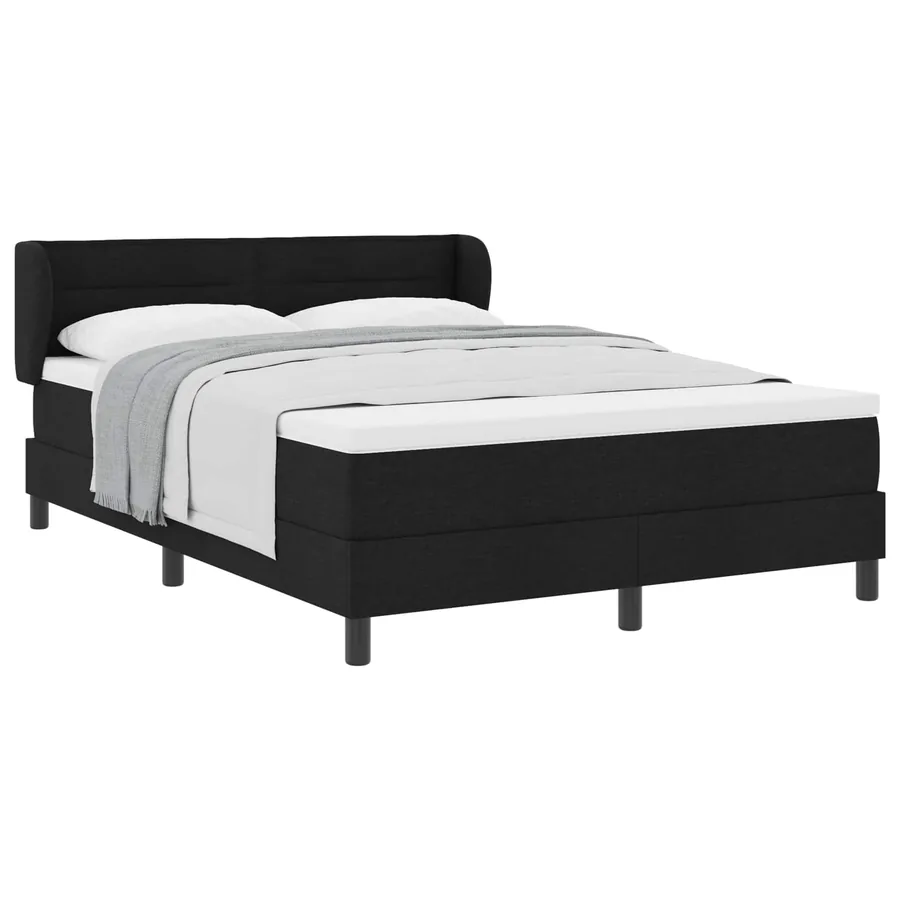 Lit à ressorts avec matelas Noir 140 x 200 cm tissu - 2