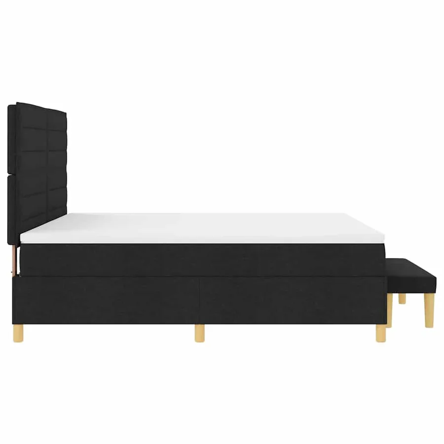 Lit à ressorts avec tête de lit Noir 200 x 180 cm tissu - 9