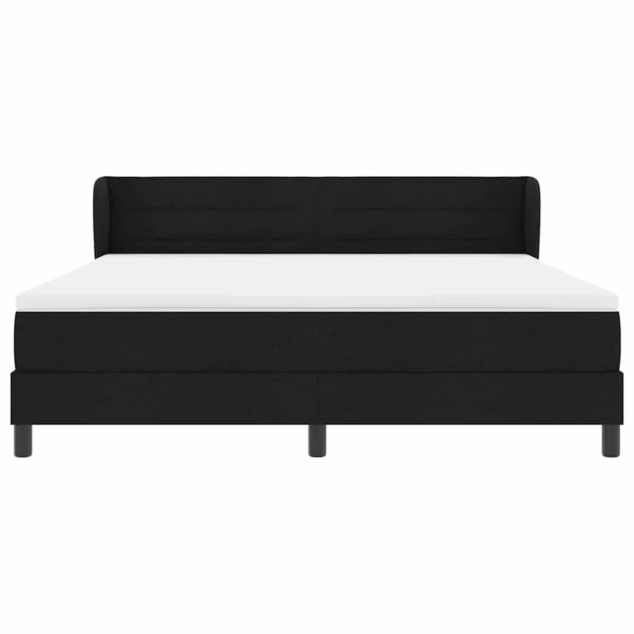 Lit à ressorts avec matelas Noir 180 x 200 cm tissu - 6