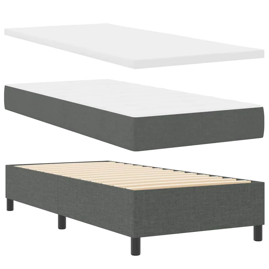 Lit à ressorts avec matelas Gris foncé 80 x 200 cm tissu - 6