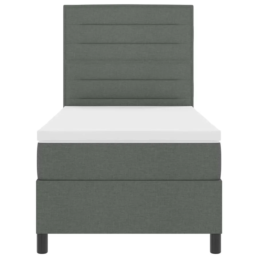 Lit à ressorts avec matelas Gris foncé 80 x 200 cm tissu - 7