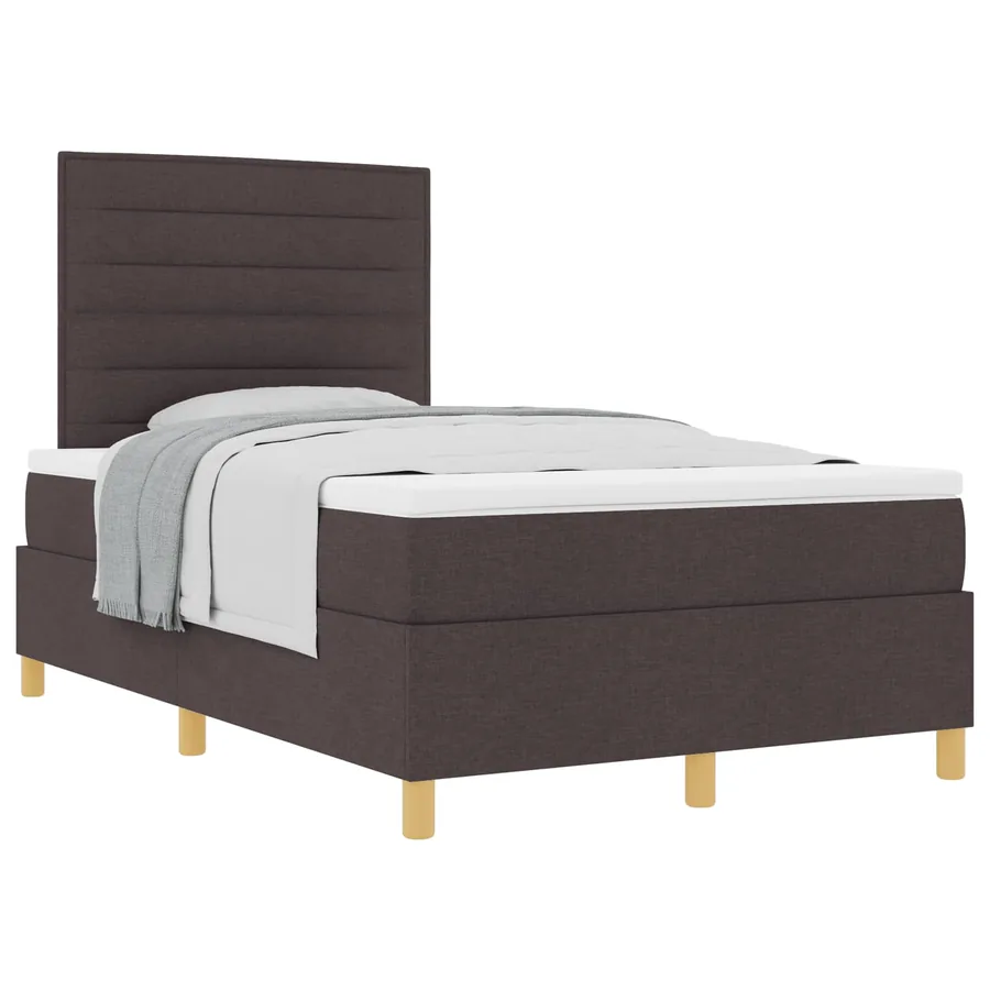 Lit à ressorts avec matelas Marron foncé 120 x 190 cm tissu - 2