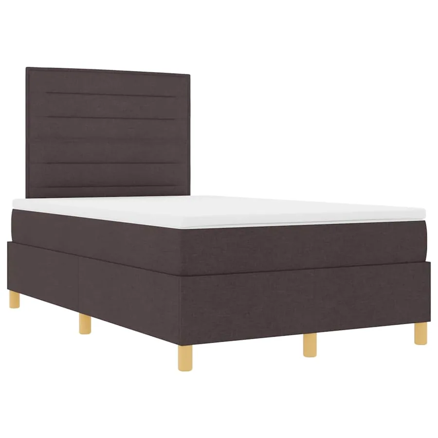 Lit à ressorts avec matelas Marron foncé 120 x 190 cm tissu - 5