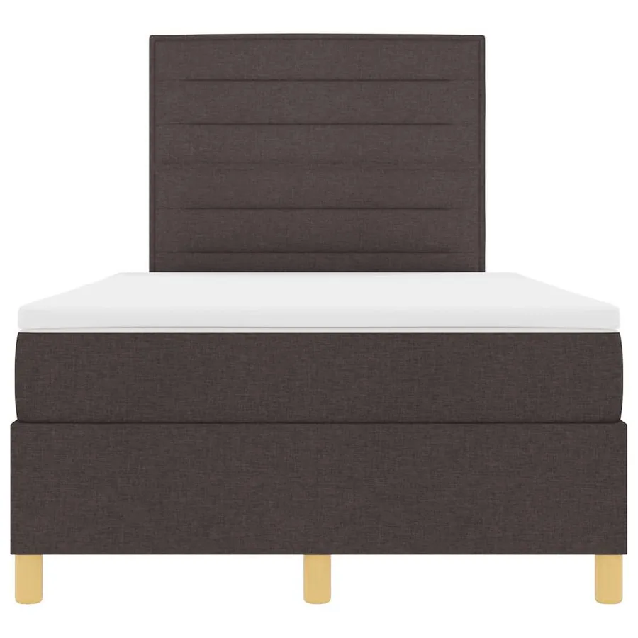 Lit à ressorts avec matelas Marron foncé 120 x 190 cm tissu - 7
