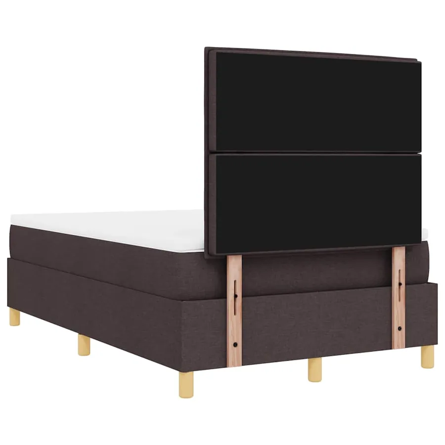 Lit à ressorts avec matelas Marron foncé 120 x 190 cm tissu - 9