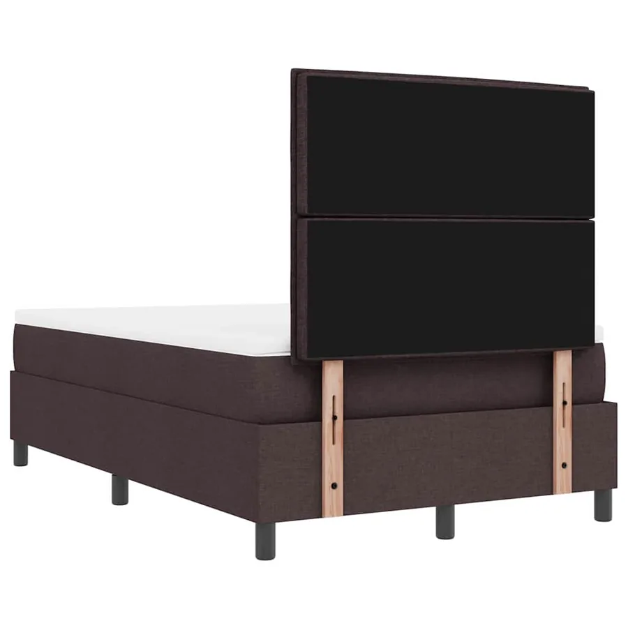 Lit à ressorts avec tête de lit Marron foncé 120 x 190 cm tissu - 10