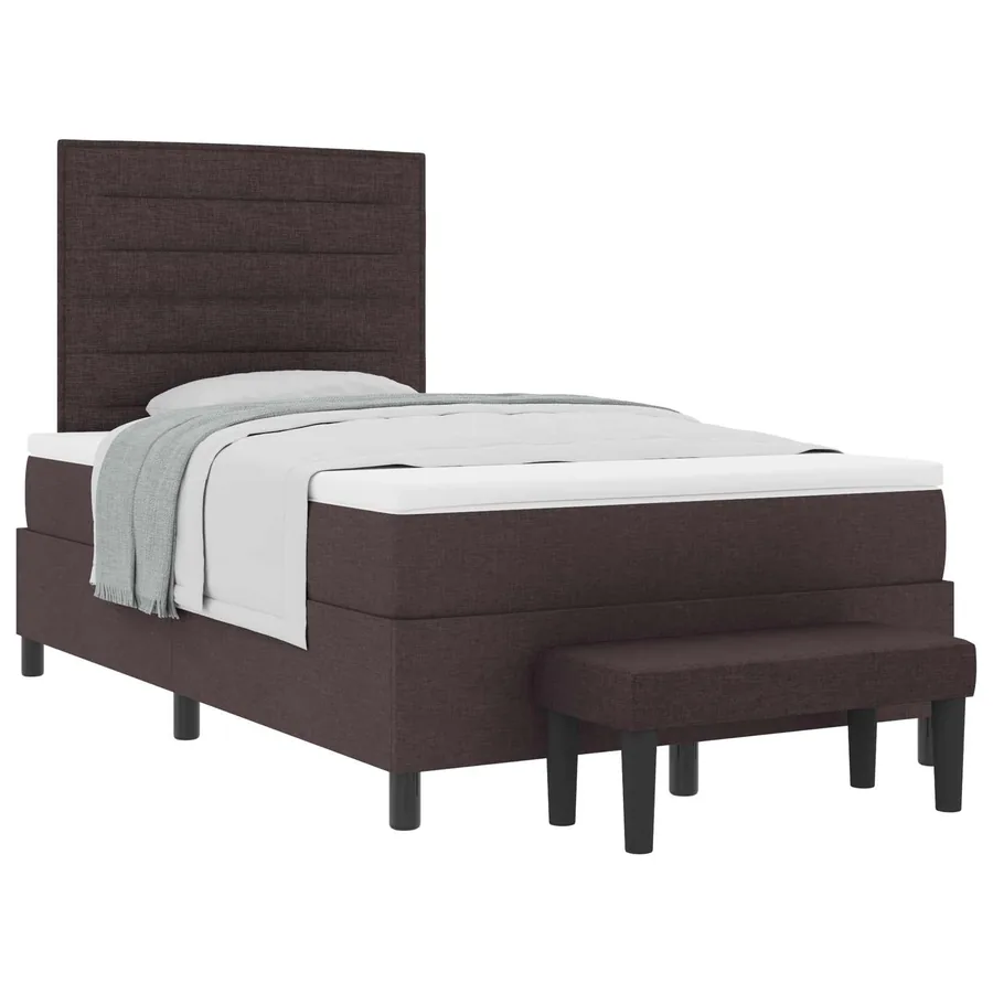 Lit à ressorts avec tête de lit Marron foncé 120 x 190 cm tissu - 2