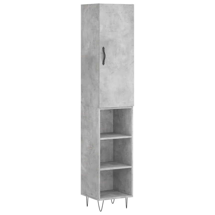 Buffet haut Gris béton 34,5x34x180 cm Bois d'ingénierie - 2
