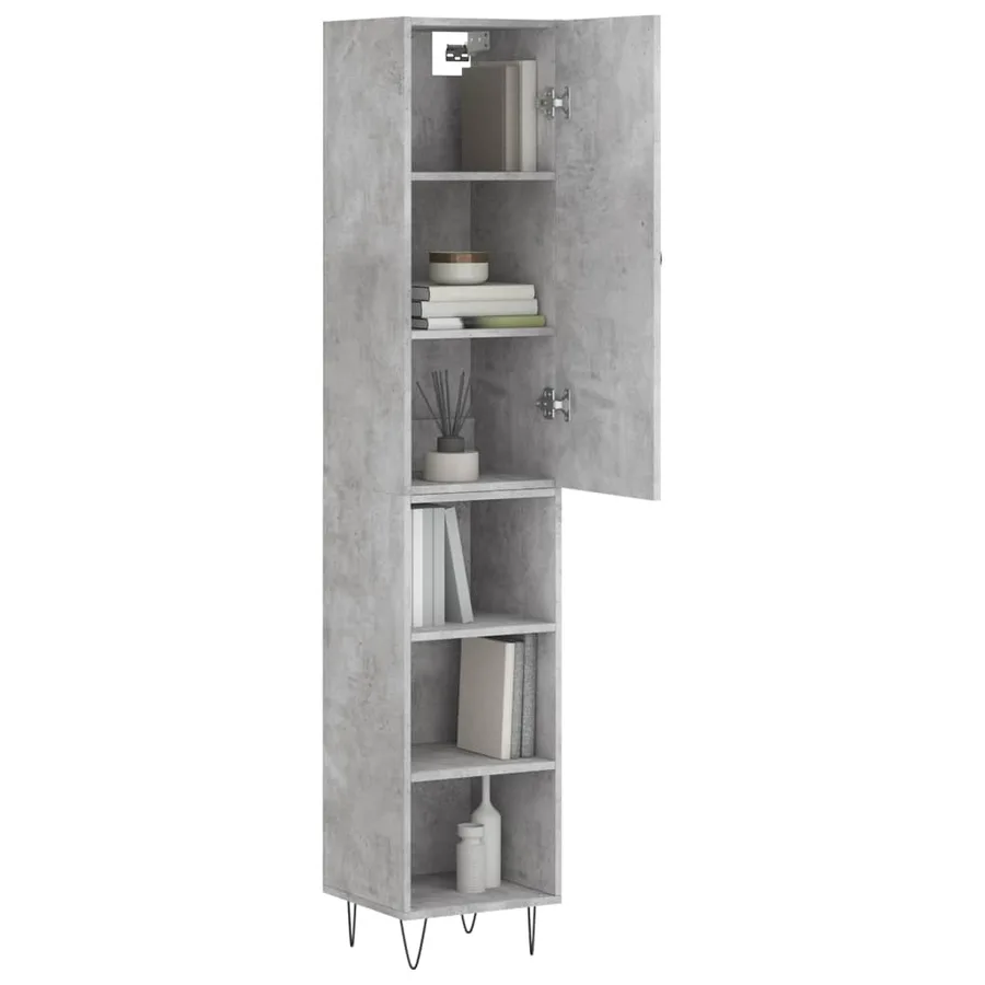 Buffet haut Gris béton 34,5x34x180 cm Bois d'ingénierie - 3
