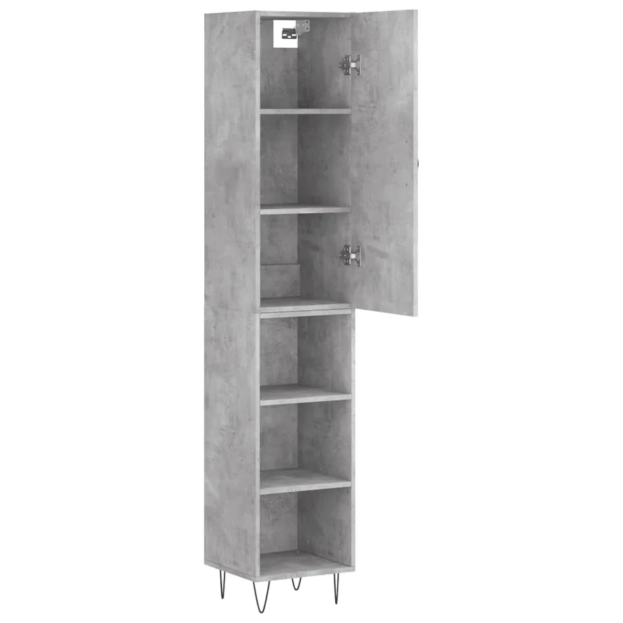 Buffet haut Gris béton 34,5x34x180 cm Bois d'ingénierie - 4