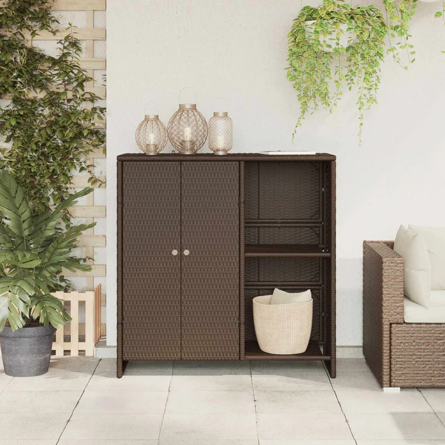 Armoire de rangement avec porte Marron 100 x 36 x 102 cm Rotin - 3
