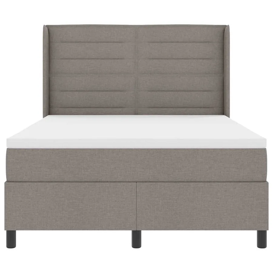 Lit à ressorts avec matelas Taupe 200 x 140 cm tissu - 7