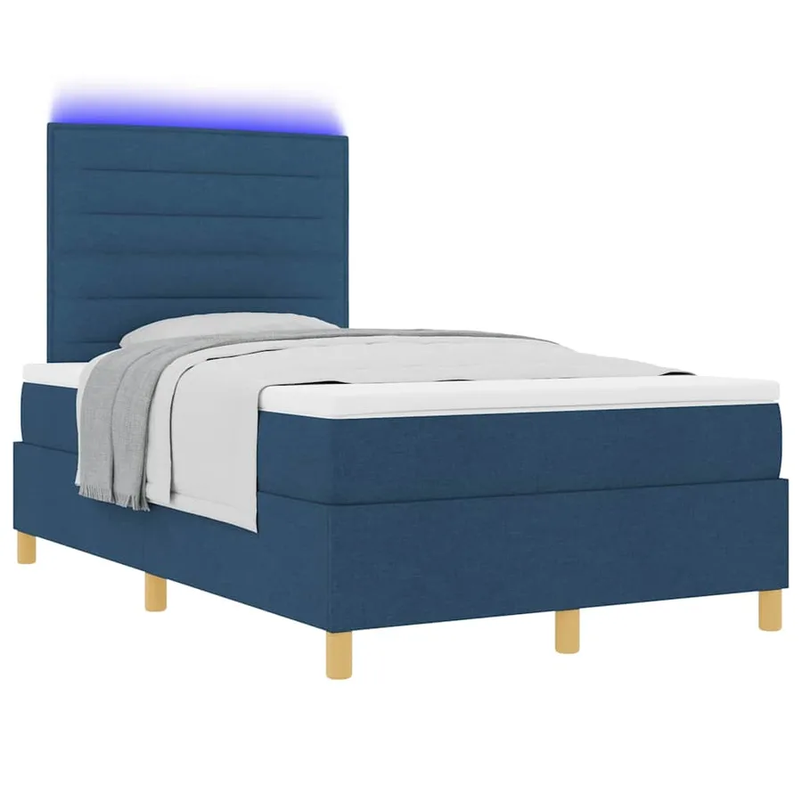 Lit à ressort LED avec matelas Bleu 120 x 190 cm tissu - 3