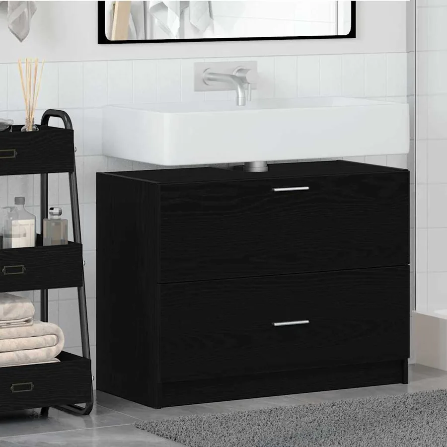Cabinet de salle de bain avec tiroir Chêne noir 78 x 37 x 59 cm